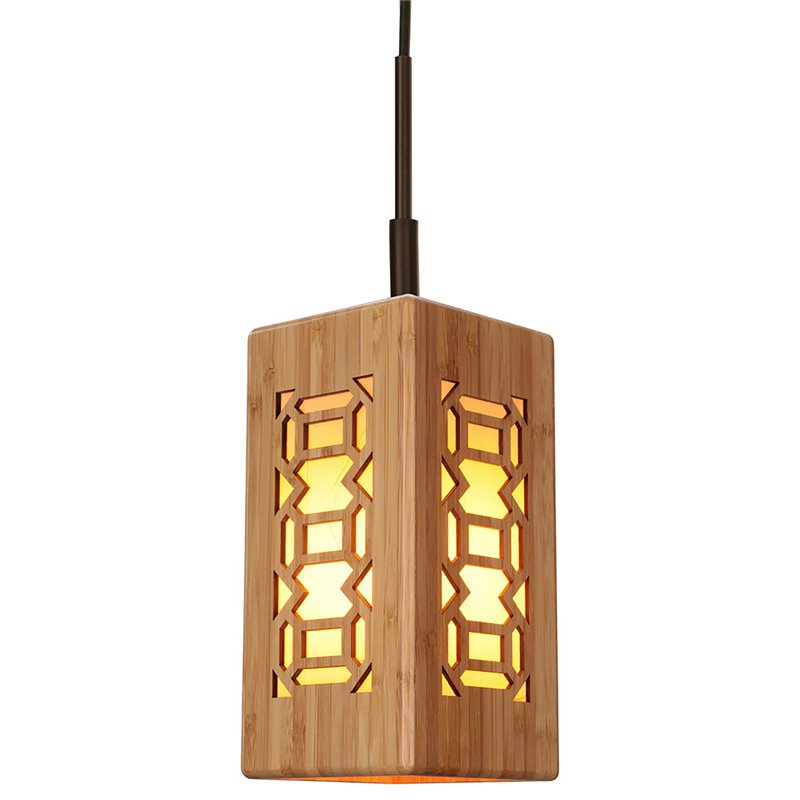 Woodbridge Lighting Light House Triune Small Bamboo Pendant in Bronze/Natural