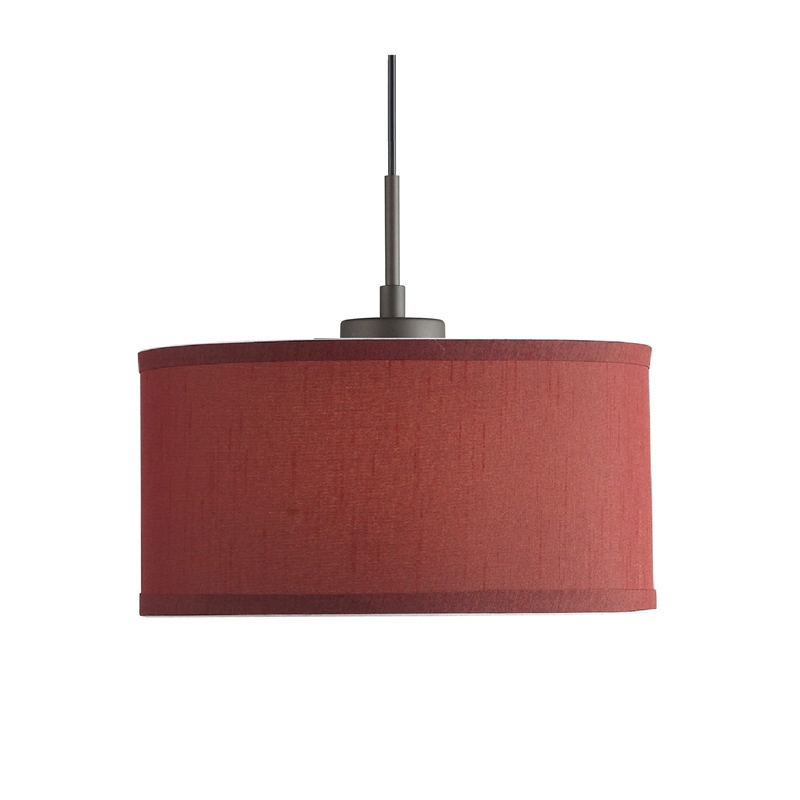 Woodbridge Lighting Drum 3-Light Fabric & Metal Cluster Pendant in Bronze/Red