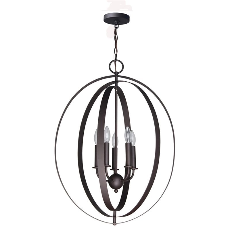 Woodbridge Lighting Camellia Oval 6-Light Metal Pendant Chandelier in Bronze