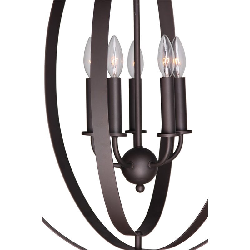 Woodbridge Lighting Camellia Oval 6-Light Metal Pendant Chandelier in Bronze