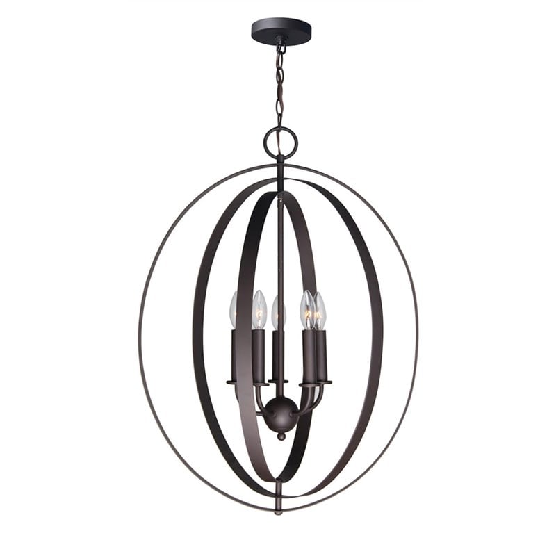 Woodbridge Lighting Camellia Oval 6-Light Metal Pendant Chandelier in Bronze