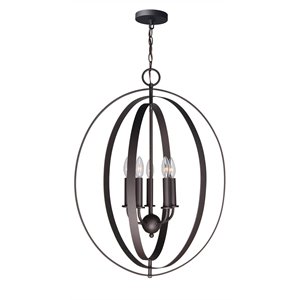 Woodbridge Lighting Camellia Oval 6-Light Metal Pendant Chandelier in Bronze