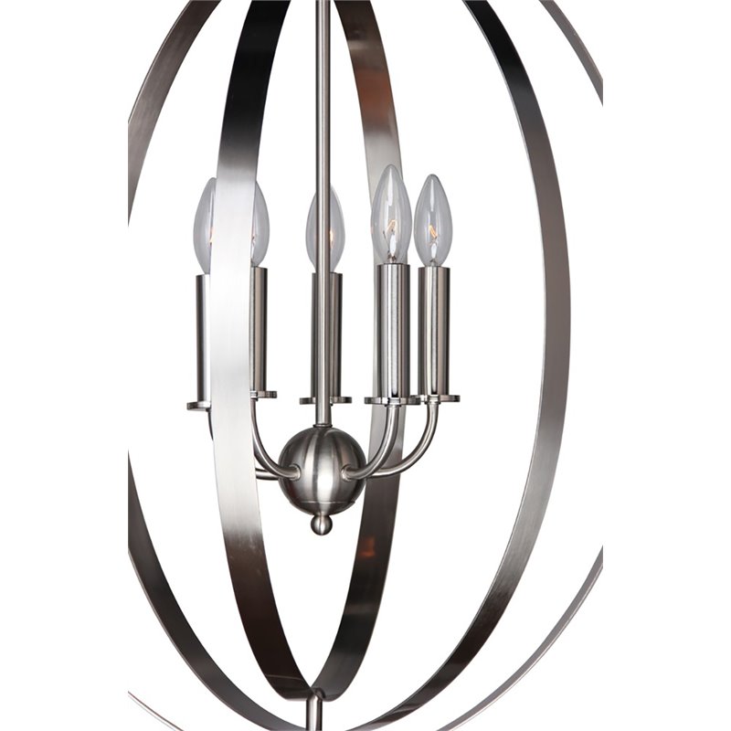 Woodbridge Lighting Camellia Oval 6-Light Metal Pendant Chandelier in Nickel