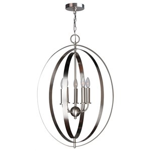 Woodbridge Lighting Camellia Oval 6-Light Metal Pendant Chandelier in Nickel