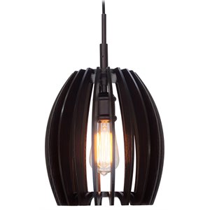 Woodbridge Lighting Crescendo Canopy 1 Light Wood Mini Pendant in Bronze/Black