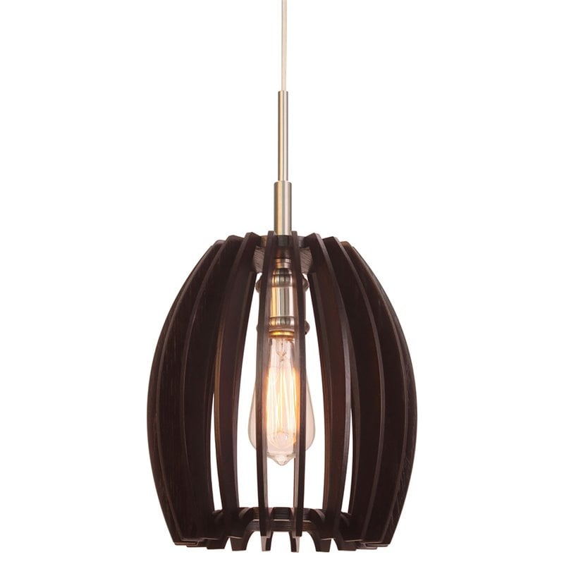 Woodbridge Lighting Crescendo Canopy 1 Light Wood Mini Pendant in Nickel/Black