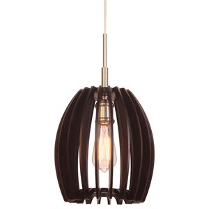 Woodbridge Lighting Crescendo Canopy 1 Light Wood Mini Pendant in Nickel/Black