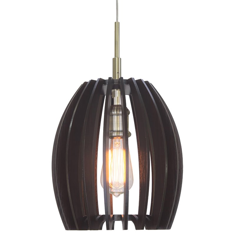 Woodbridge Lighting Crescendo Canopy 1 Light Wood Mini Pendant in Brass/Black