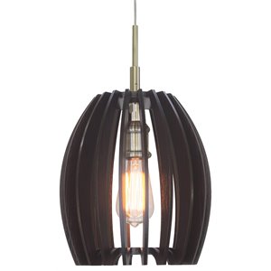 Woodbridge Lighting Crescendo Canopy 1 Light Wood Mini Pendant in Brass/Black