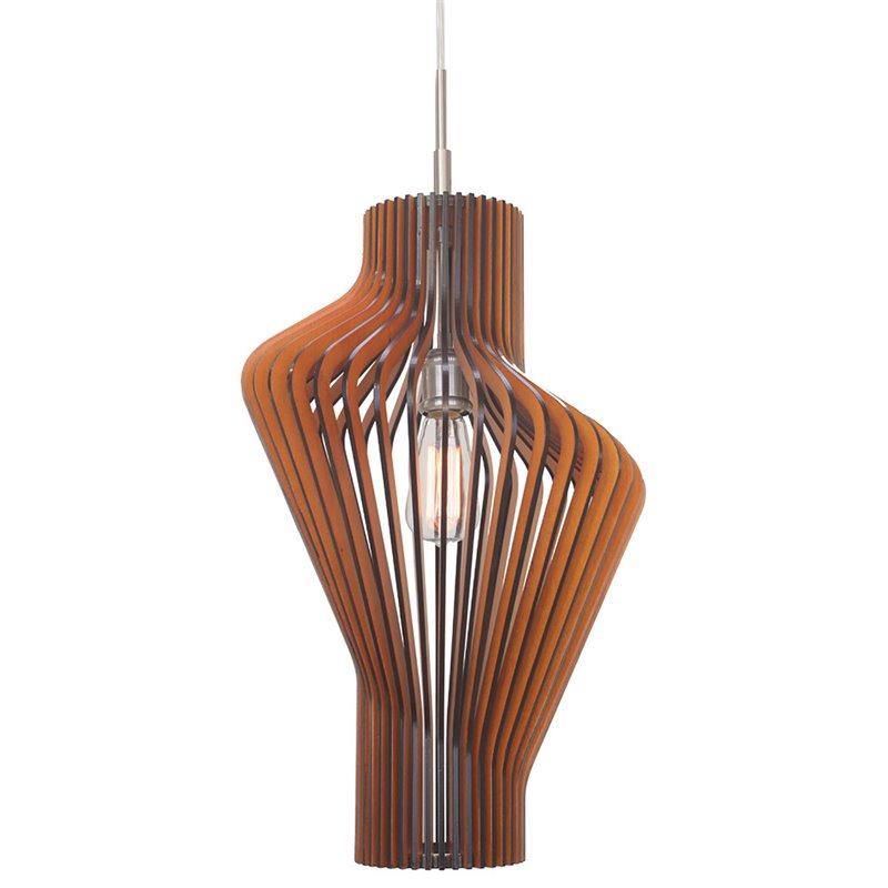 Woodbridge Lighting Escher Canopy 1 Light Wood Mini Pendant in Nickel
