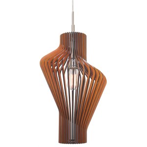Woodbridge Lighting Escher Canopy 1 Light Wood Mini Pendant in Nickel/Cherry