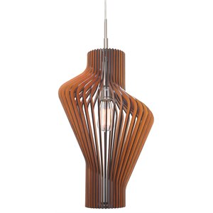 Woodbridge Lighting Escher Canopy Wood Mini-Pendant in Brass/Cherry