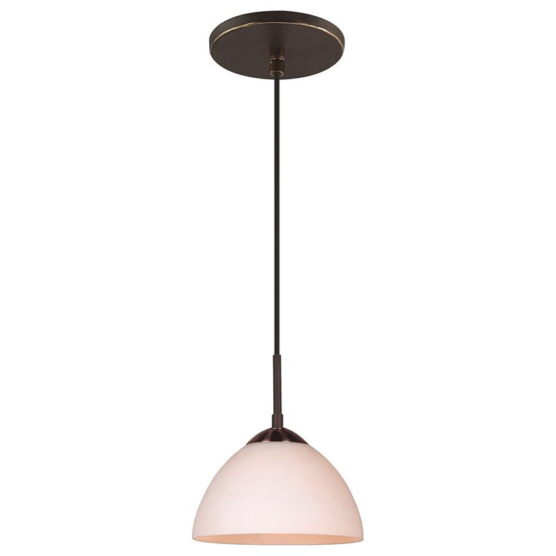 Woodbridge Lighting Alexis 1 Light Metal Pendant in Bronze/White