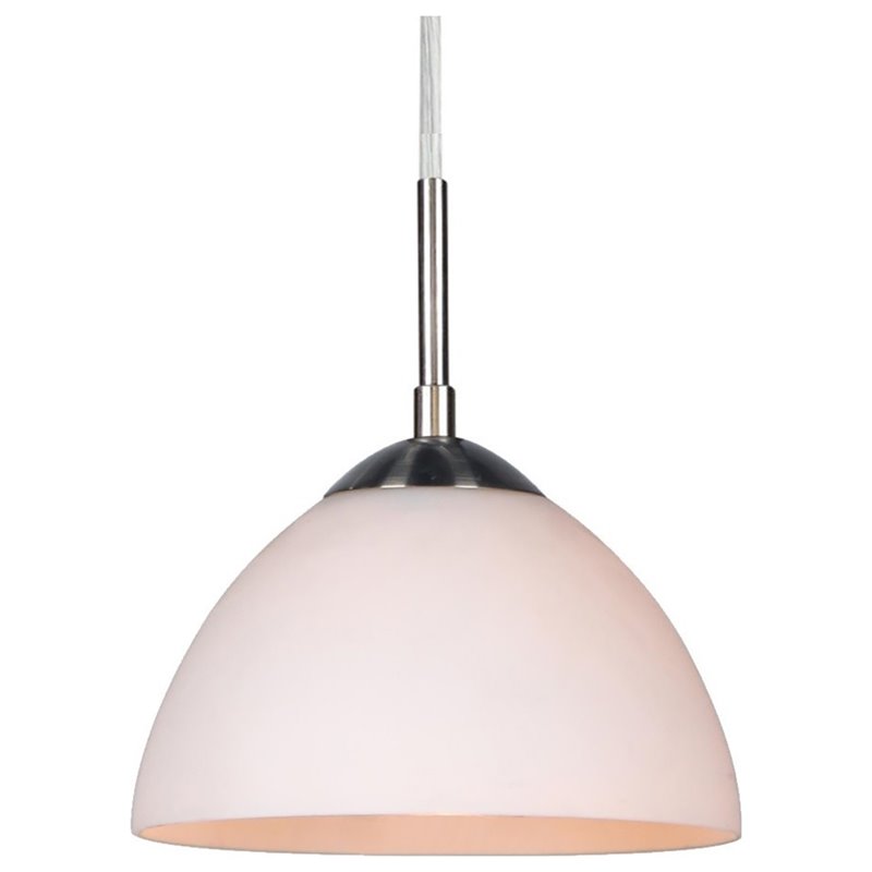 Woodbridge Lighting Alexis 1 Light Metal Pendant in Satin Nickel/White