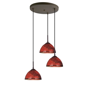 Woodbridge Lighting Alexis 3-Light Metal Pendant in Bronze/Red