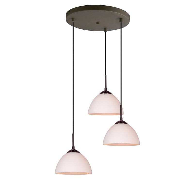 Woodbridge Lighting Alexis 3-Light Metal Pendant in Bronze/White