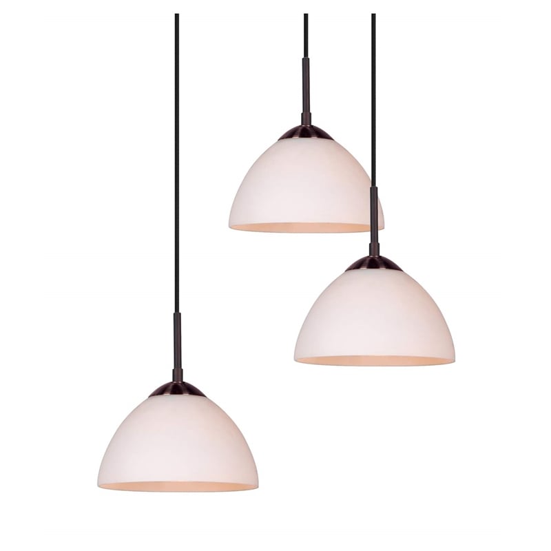 Woodbridge Lighting Alexis 3-Light Metal Pendant in Bronze/White