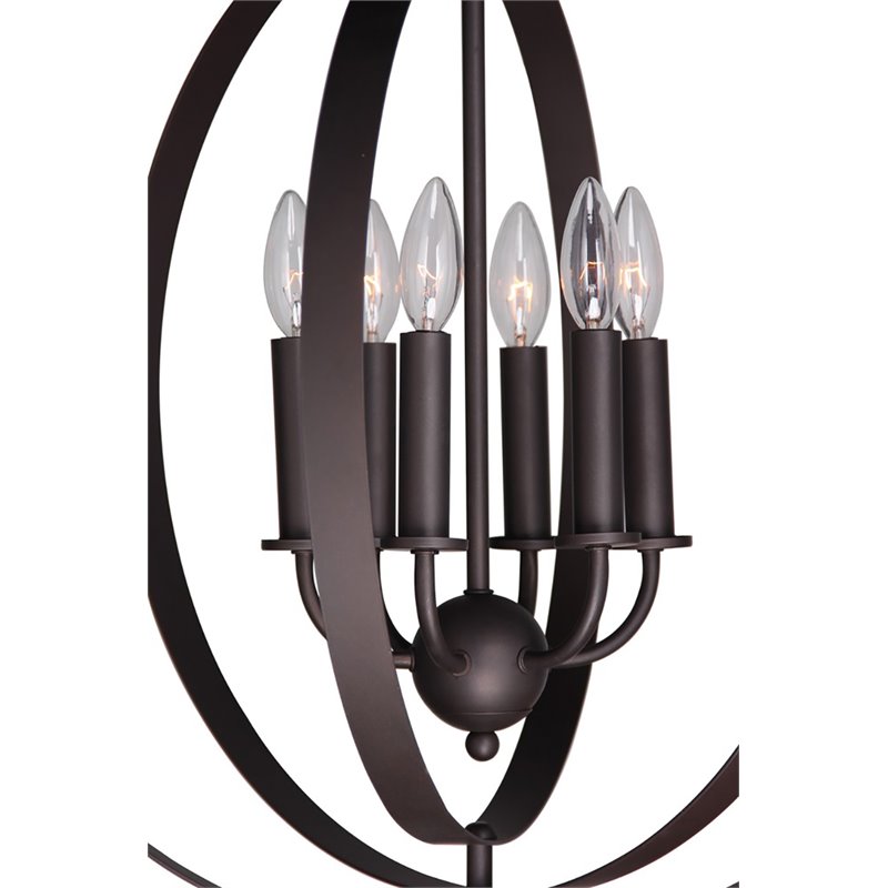 Woodbridge Lighting Camellia Round 6-Light Metal Pendant Chandelier in Bronze