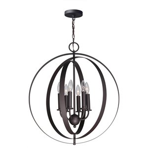 Woodbridge Lighting Camellia Round 6-Light Metal Pendant Chandelier in Bronze