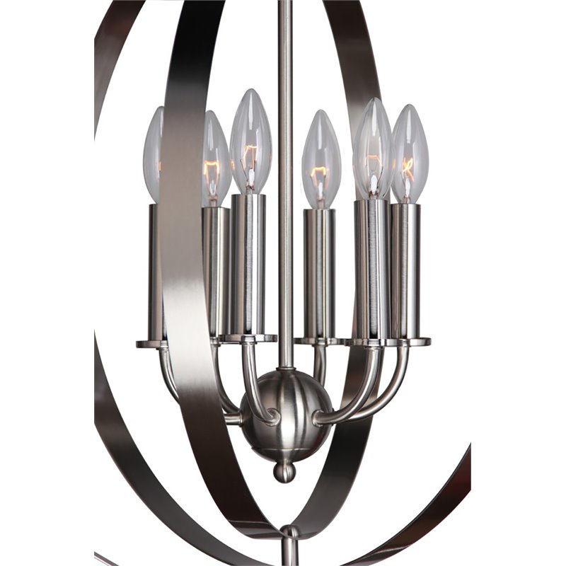 Woodbridge Lighting Camellia Round 6-Light Metal Pendant Chandelier in Nickel