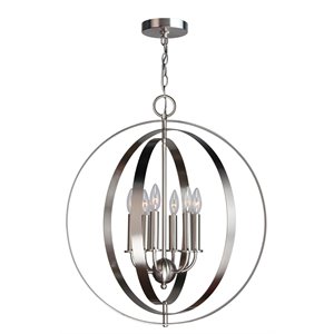 Woodbridge Lighting Camellia Round 6-Light Metal Pendant Chandelier in Nickel