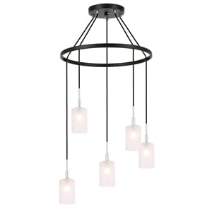 Woodbridge Lighting Elise 5-Light Opal Glass & Steel Chandelier in Chrome/Bronze