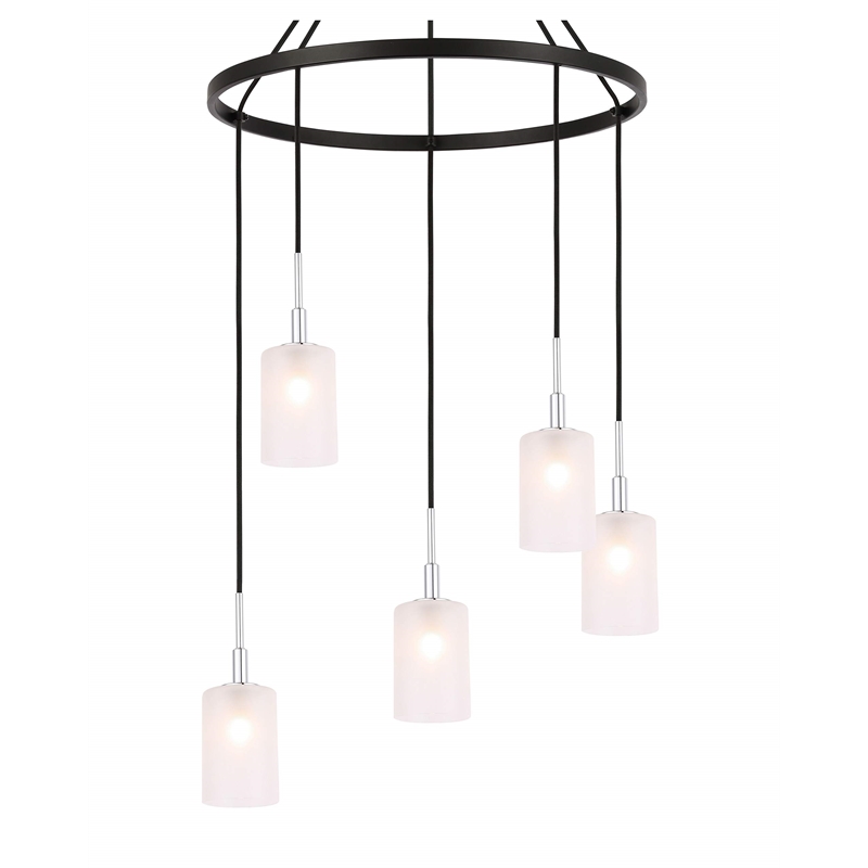 Woodbridge Lighting Elise 5-Light Opal Glass & Steel Chandelier in Chrome/Bronze