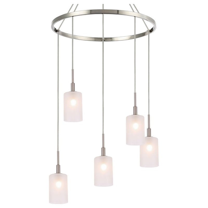 Woodbridge Lighting Elise 5-Light Opal Glass & Steel Chandelier in Satin Nickel