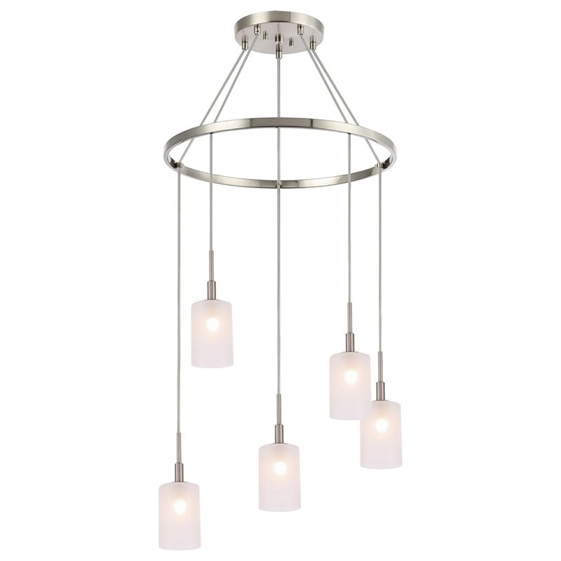 Woodbridge Lighting Elise 5-Light Opal Glass & Steel Chandelier in Satin Nickel