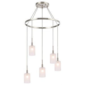 Woodbridge Lighting Elise 5-Light Opal Glass & Steel Chandelier in Satin Nickel