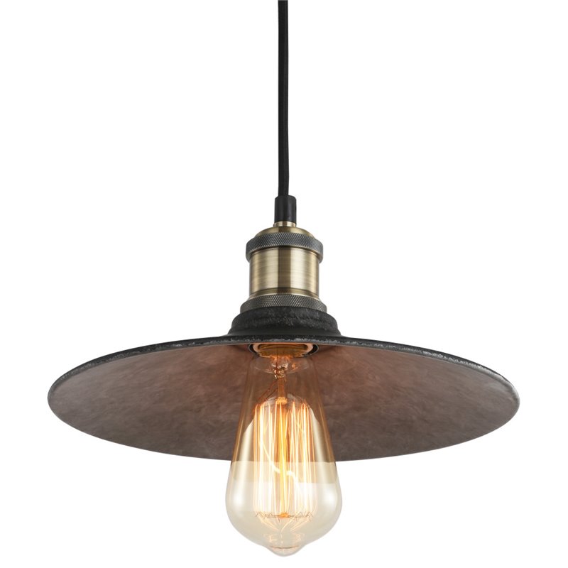 Woodbridge Lighting Fulton Metal Mini-Pendant with Vintage Bulb in Antique Brass