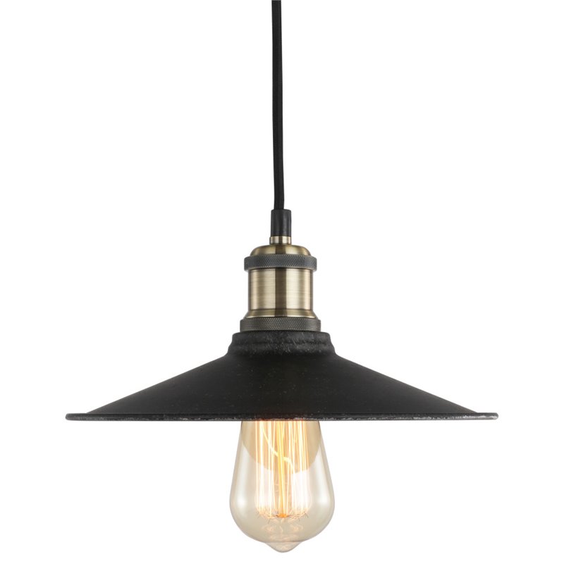 Woodbridge Lighting Fulton Metal Mini-Pendant with Vintage Bulb in Antique Brass