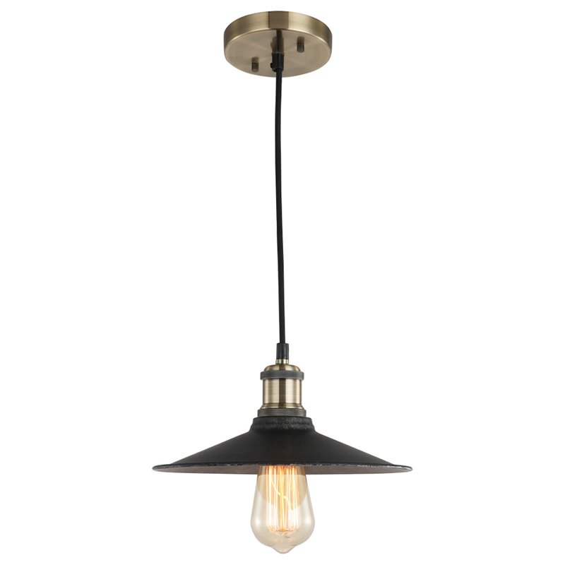 Woodbridge Lighting Fulton Metal Mini-Pendant with Vintage Bulb in Antique Brass
