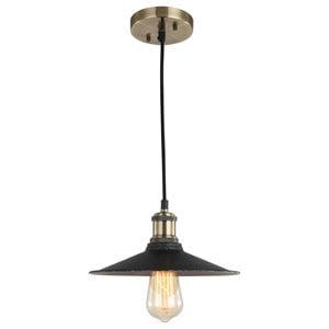 Woodbridge Lighting Fulton Metal Mini-Pendant with Vintage Bulb in Antique Brass