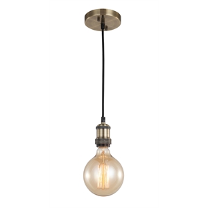 Woodbridge Lighting Fulton Metal Mini-Pendant with Vintage Bulb in Brass