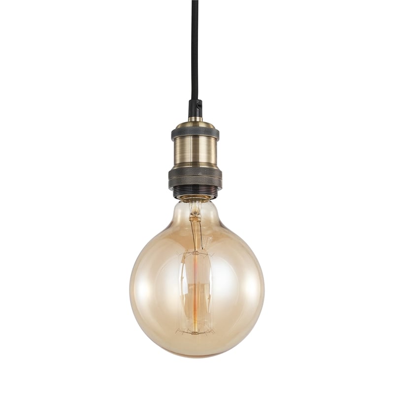 Woodbridge Lighting Fulton Metal Mini-Pendant with Vintage Bulb in Brass