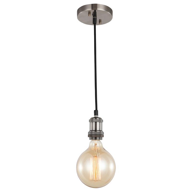 Woodbridge Lighting Fulton Metal Mini-Pendant with Vintage Bulb in Nickel