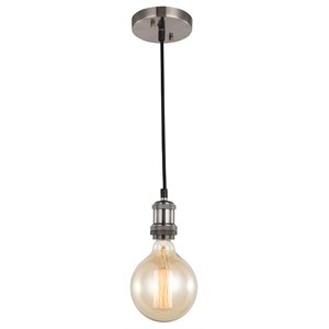 Woodbridge Lighting Fulton Metal Mini-Pendant with Vintage Bulb in Nickel