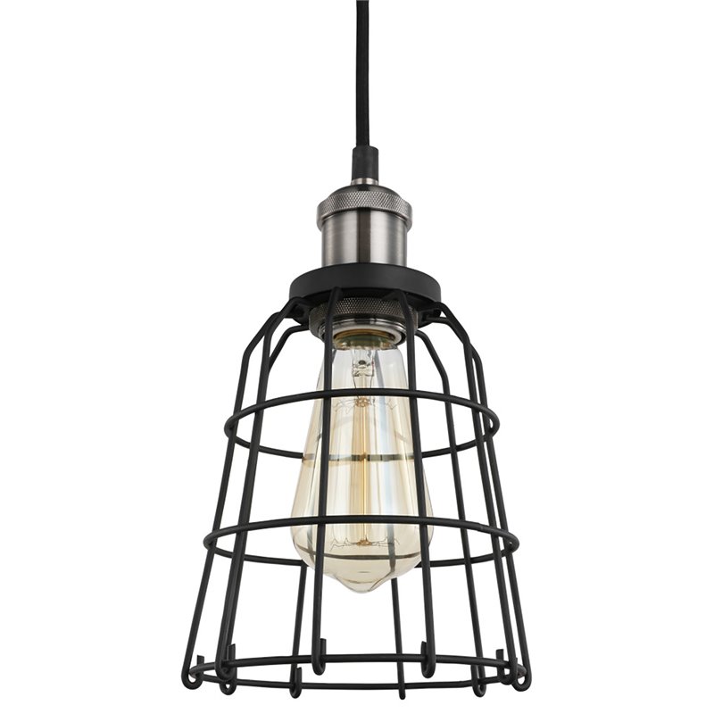 Woodbridge Lighting Fulton Wire Cage Metal Mini-Pendant in Antique Nickel/Black