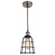 Woodbridge Lighting Fulton Wire Cage Metal Mini-Pendant in Antique Nickel/Black