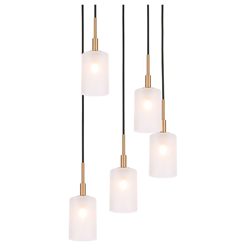 Woodbridge Lighting Elise 5-Light Glass Cluster Pendant in Brass/Opal