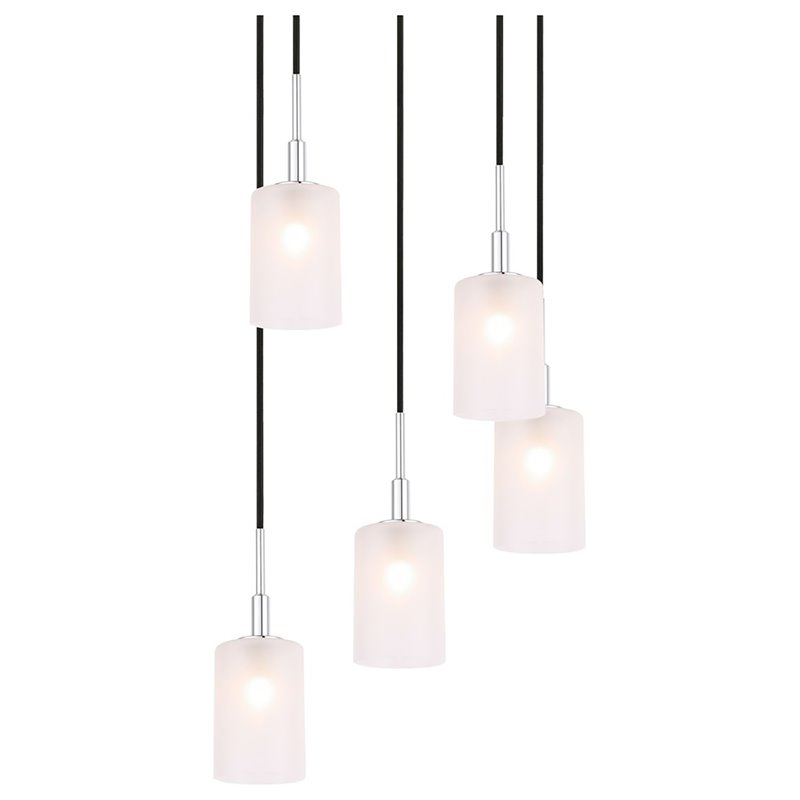 Woodbridge Lighting Elise 5-Light Glass Cluster Pendant in Chrome/Opal