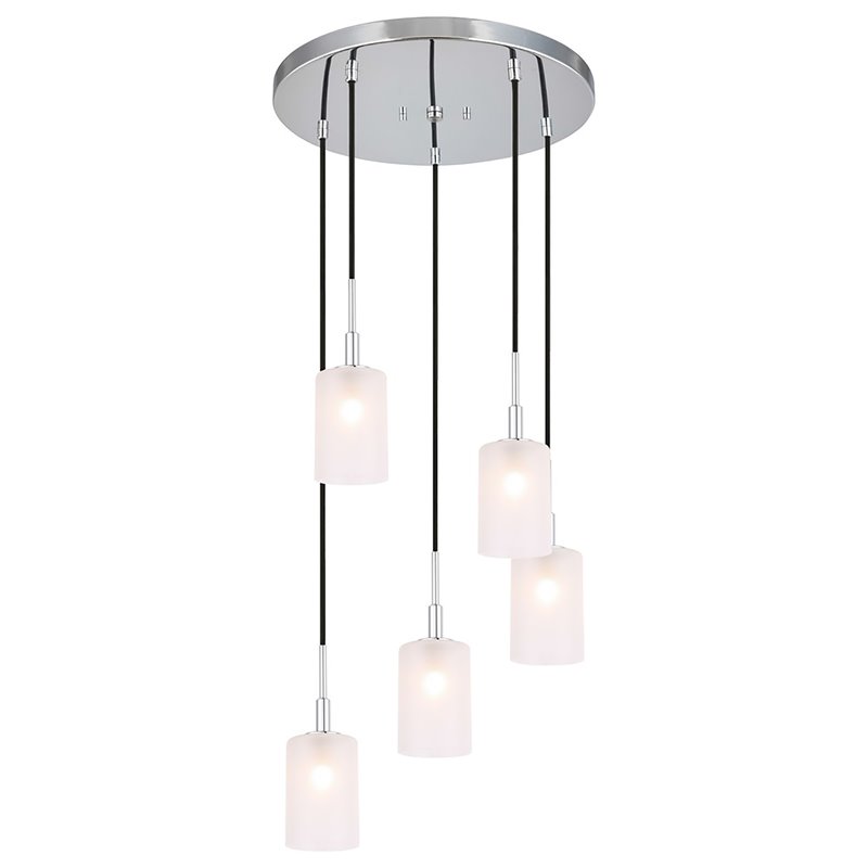 Woodbridge Lighting Elise 5-Light Glass Cluster Pendant in Chrome/Opal