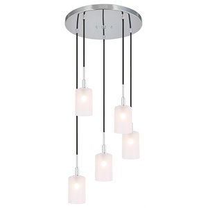 Woodbridge Lighting Elise 5-Light Glass Cluster Pendant in Chrome/Opal