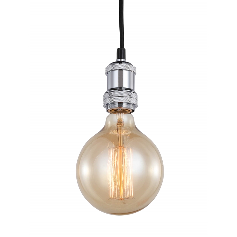 Woodbridge Lighting Fulton Metal Mini-Pendant with Vintage G125 Bulb in Chrome