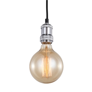 Woodbridge Lighting Fulton Metal Mini-Pendant with Vintage G125 Bulb in Chrome