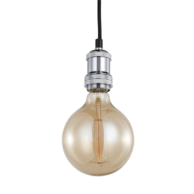 Woodbridge Lighting Fulton Metal Mini-Pendant with Vintage G125 Bulb in Chrome