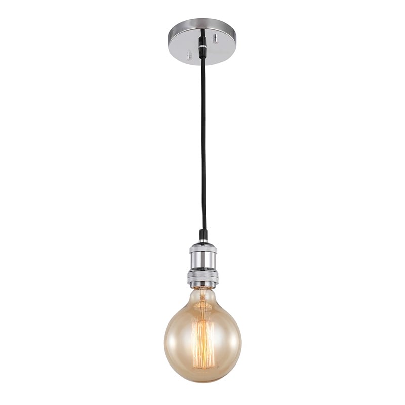Woodbridge Lighting Fulton Metal Mini-Pendant with Vintage G125 Bulb in Chrome