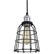 Woodbridge Lighting Fulton Wire Cage Metal Mini-Pendant in Chrome/Black