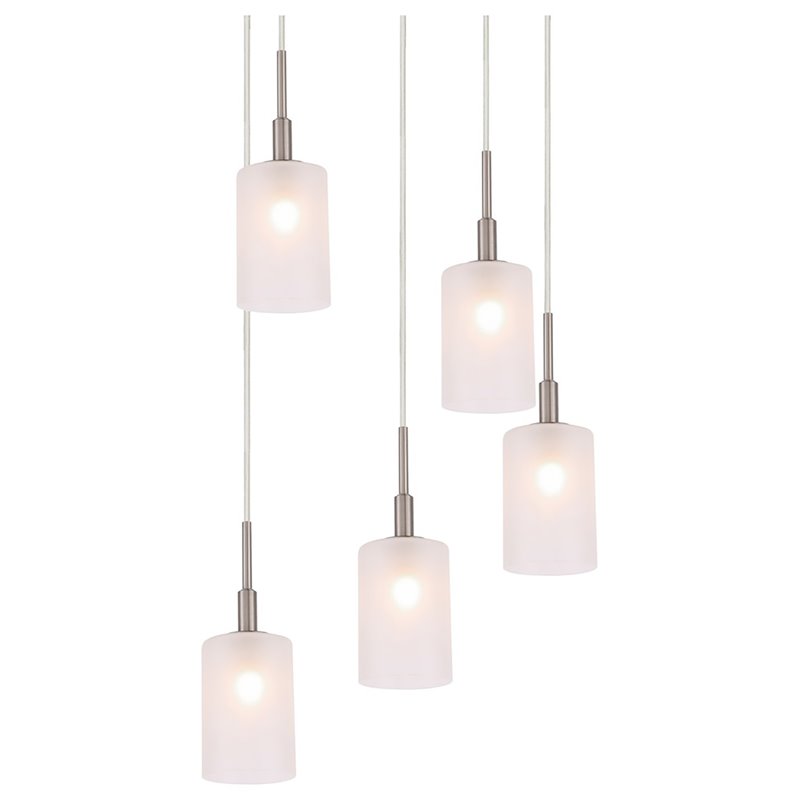 Woodbridge Lighting Elise 5-Light Glass Cluster Pendant in Satin Nickel/Opal